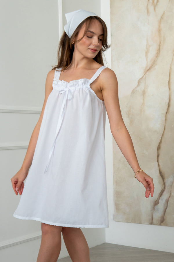 Хлопковая сорочка с кружевом Ameli HL0064-02-20 white