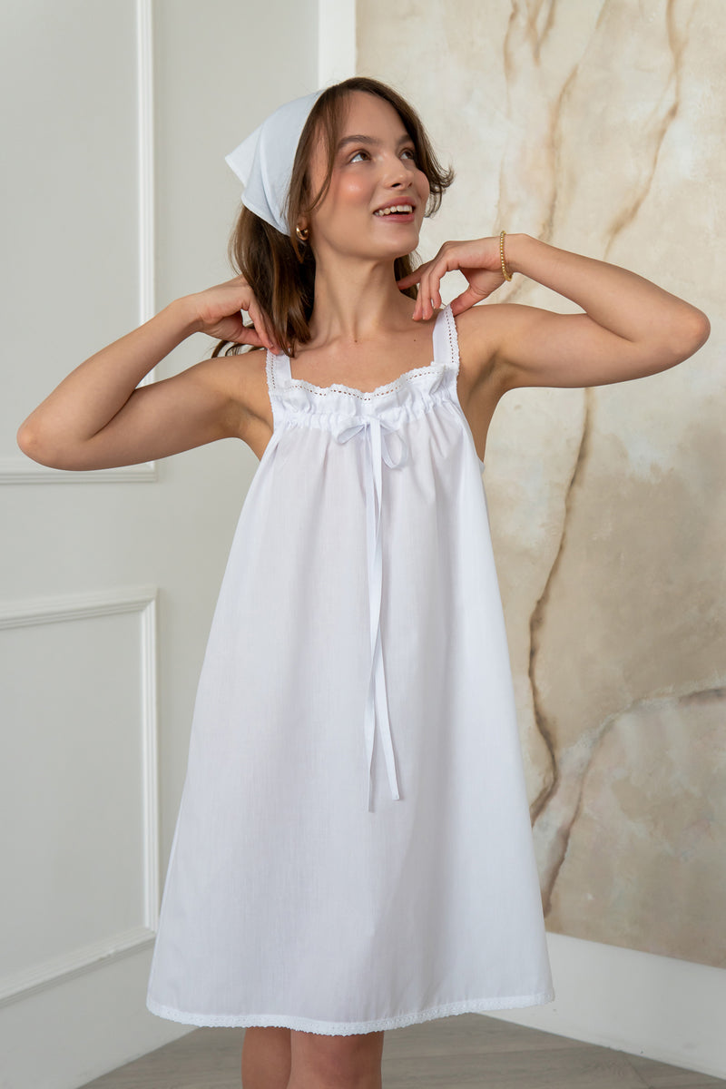 Хлопковая сорочка с кружевом Ameli HL0064-02-20 white