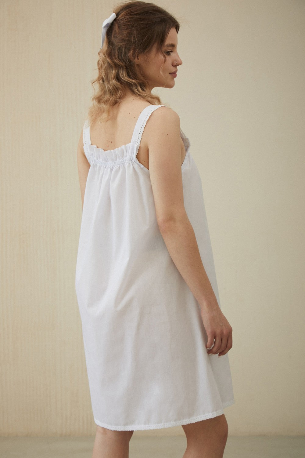 Хлопковая сорочка с кружевом Ameli HL0064-02-20 white