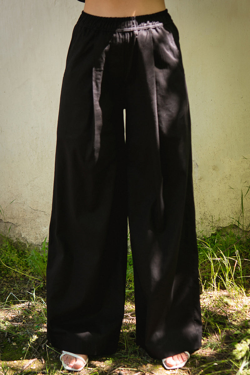 Льняные брюки с защипами Black LN0072-16-09