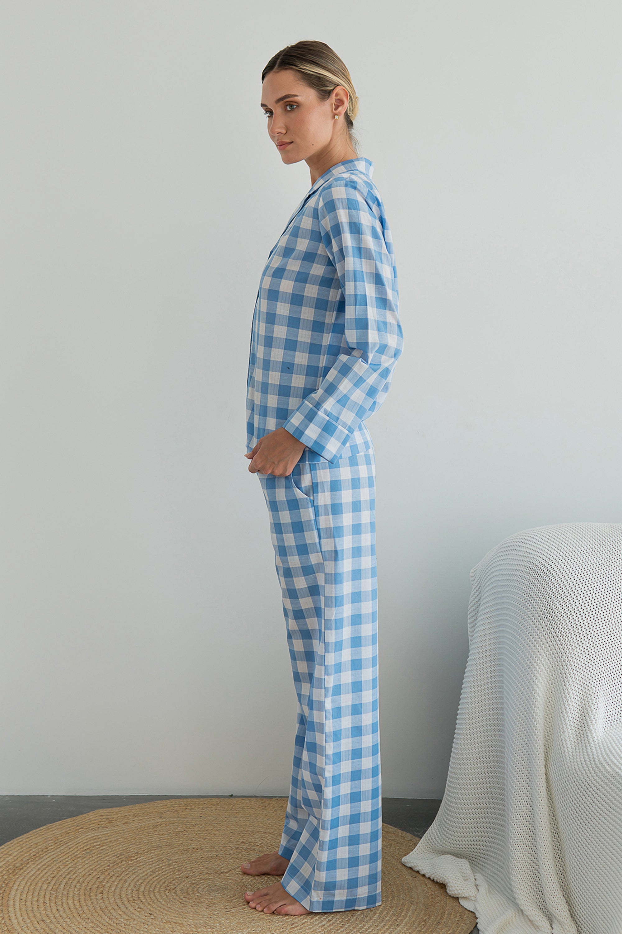 Хлопковая пижама в клетку Blue Plaid HL0073-29-69 blue