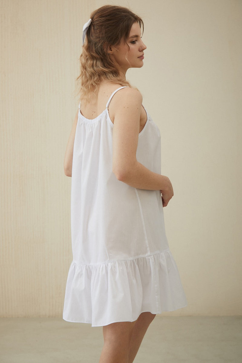 Хлопковая сорочка с кружевом Brigitte HL0065-02-20 white