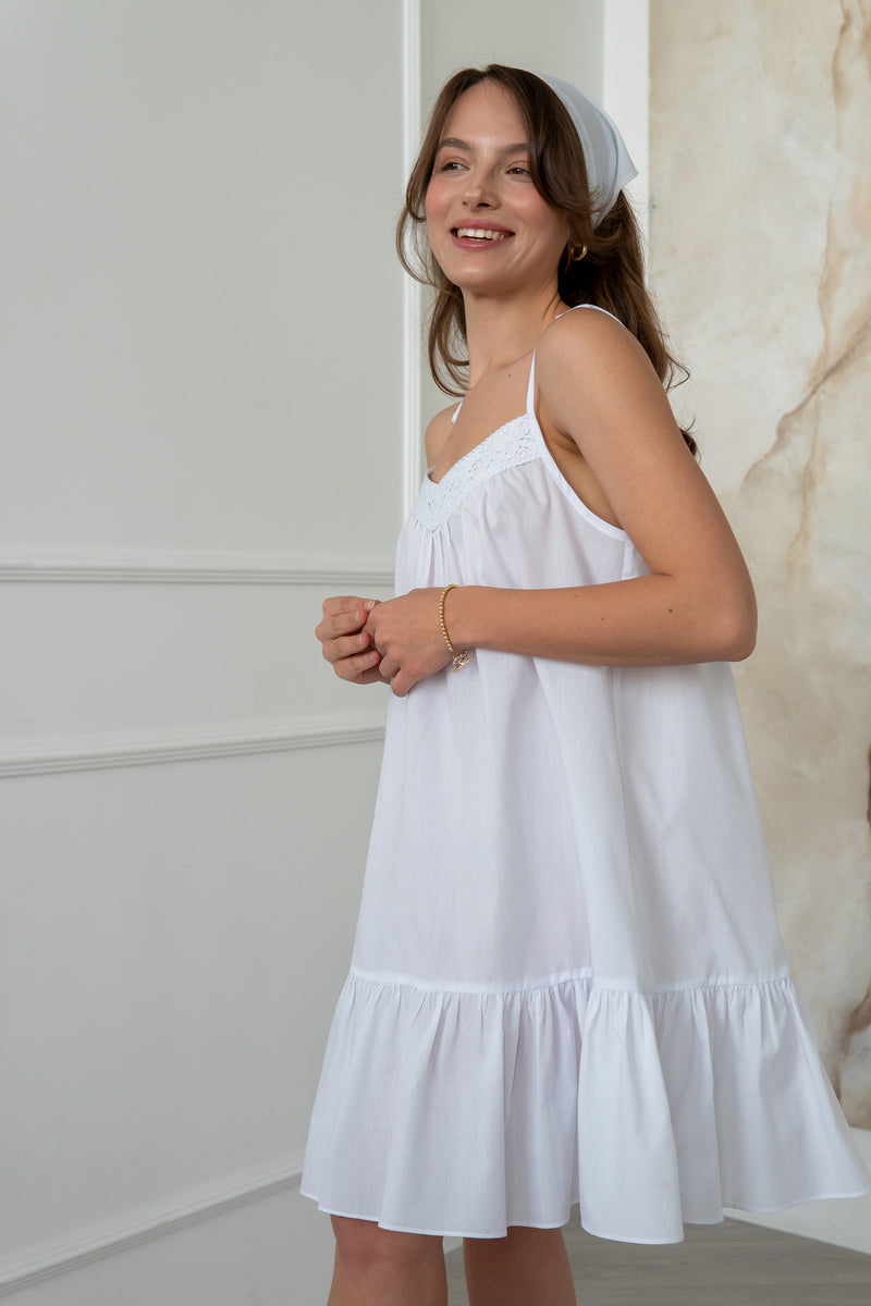 Хлопковая сорочка с кружевом Brigitte HL0065-02-20 white