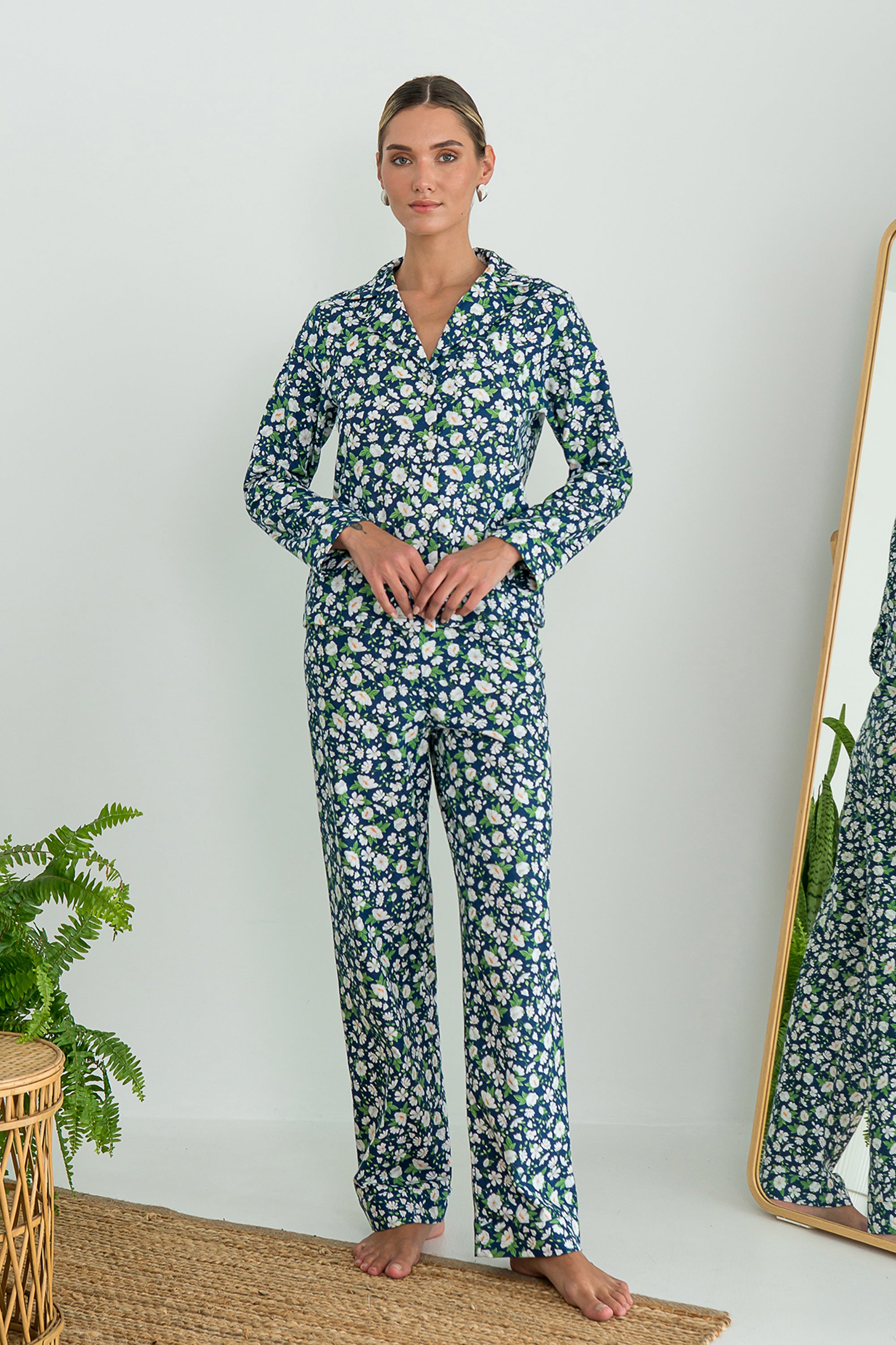 Фланелевая пижама с цветами Chamomile FL0057-53-69