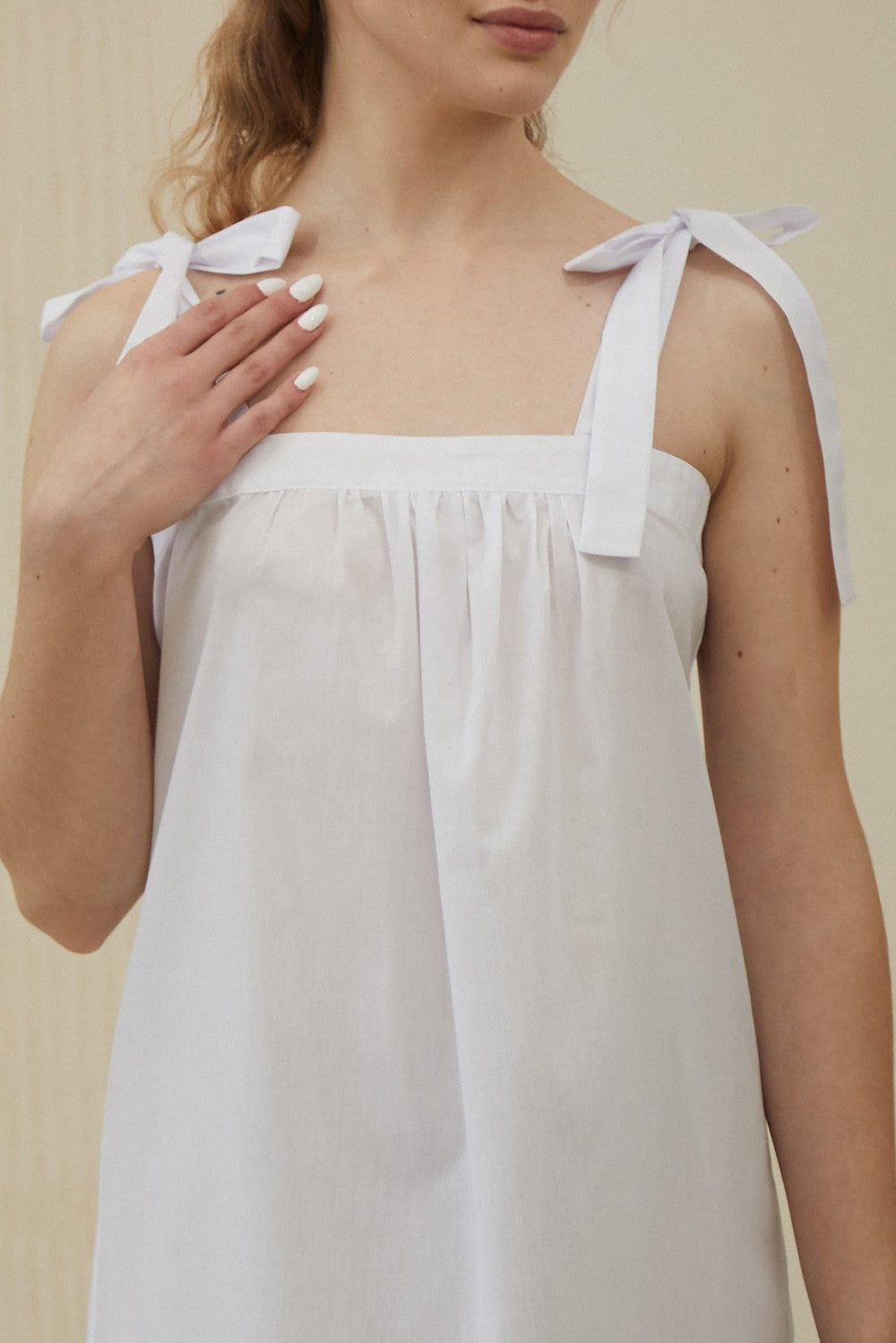 Хлопковая сорочка с завязками Colette HL0067-02-20 white