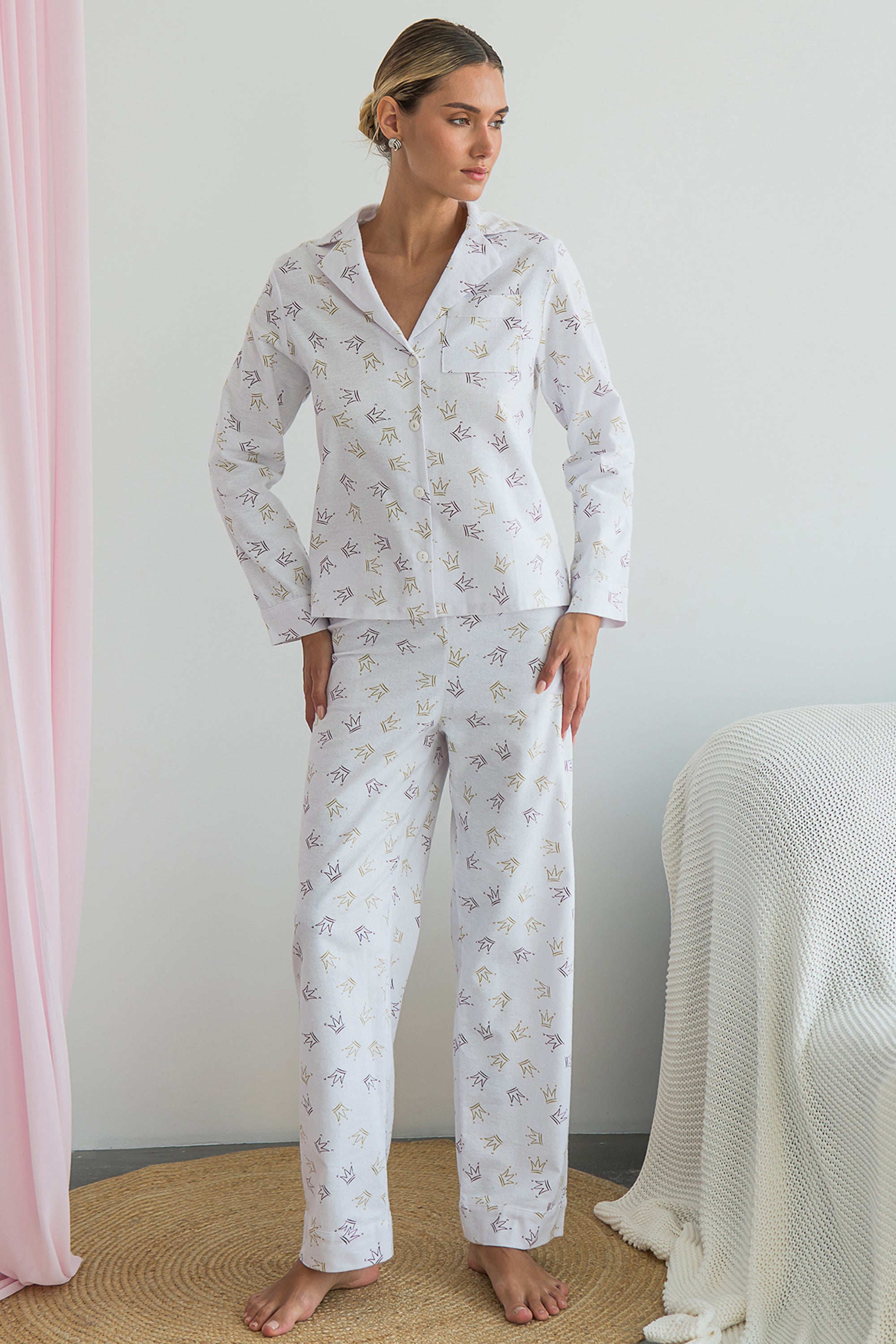 Фланелевая пижама Crown FL0057-19-69 white