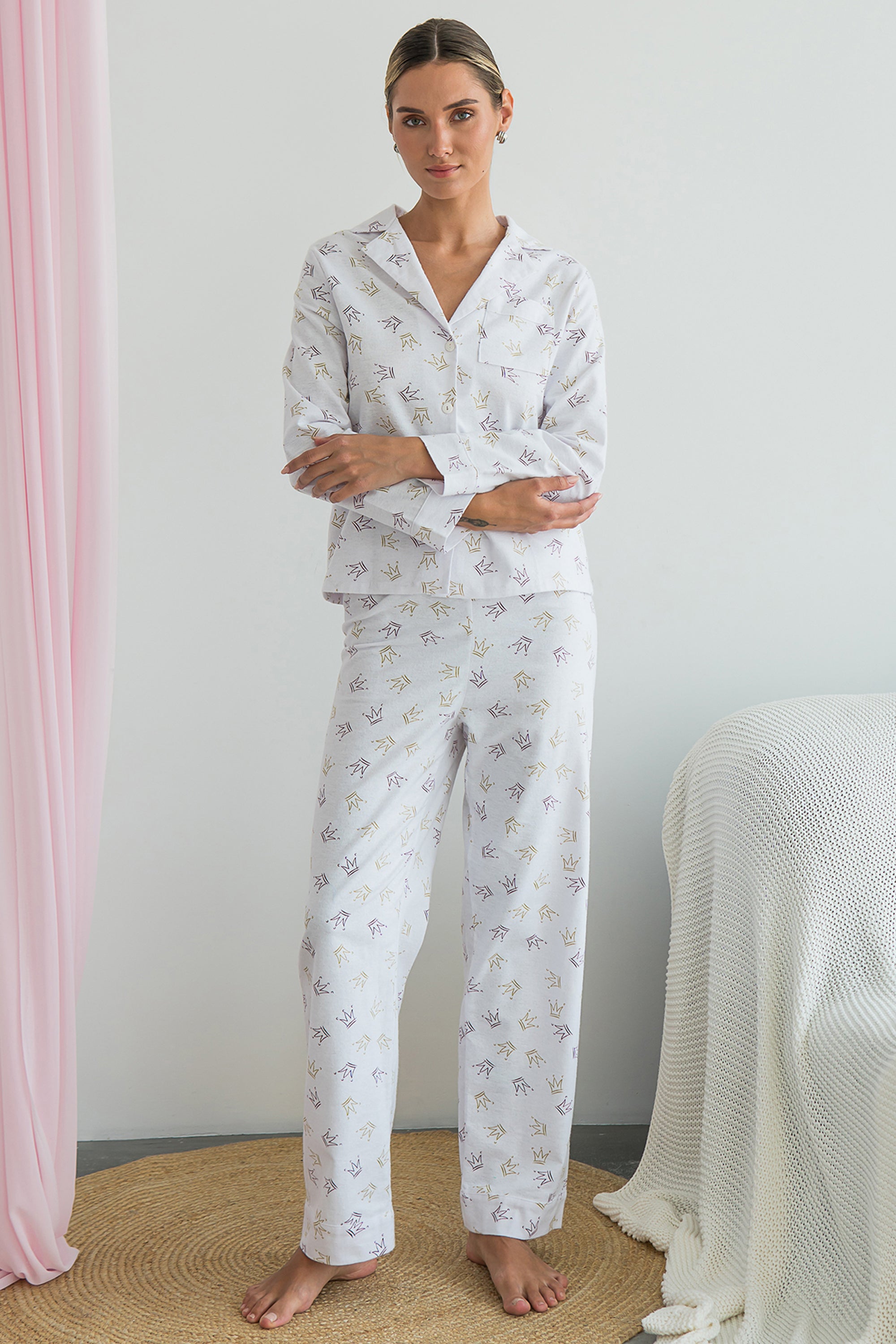 Фланелевая пижама Crown FL0057-19-69 white