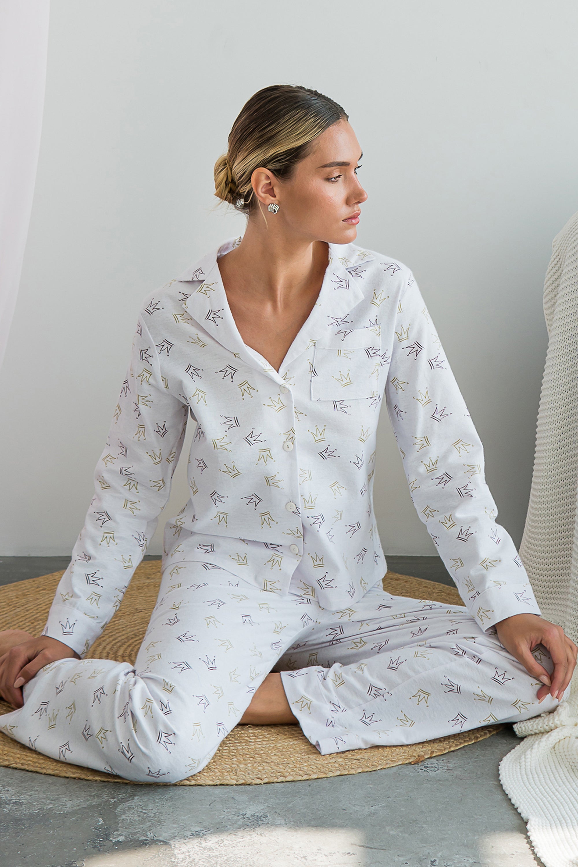 Фланелевая пижама Crown FL0057-19-69 white