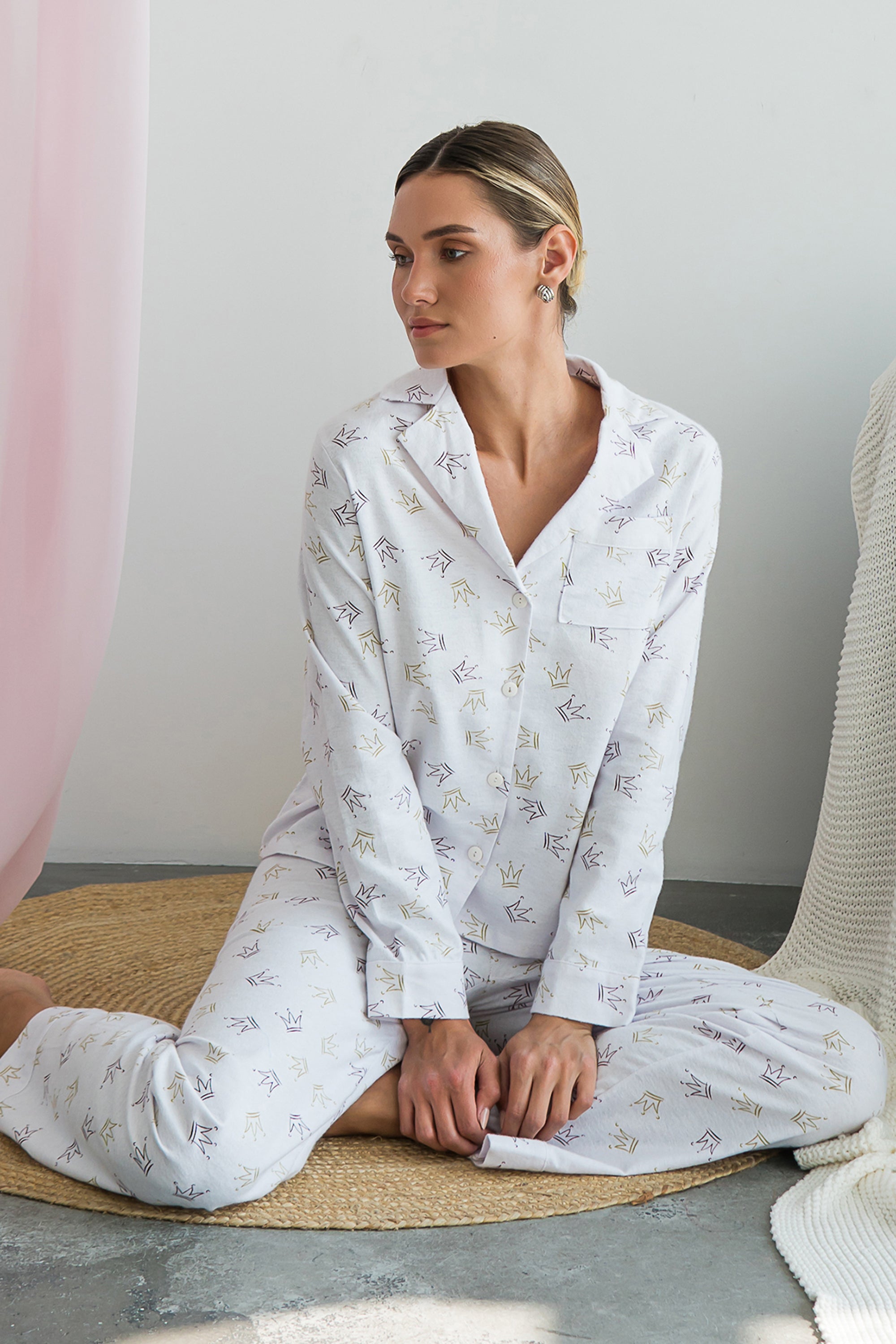 Фланелевая пижама Crown FL0057-19-69 white