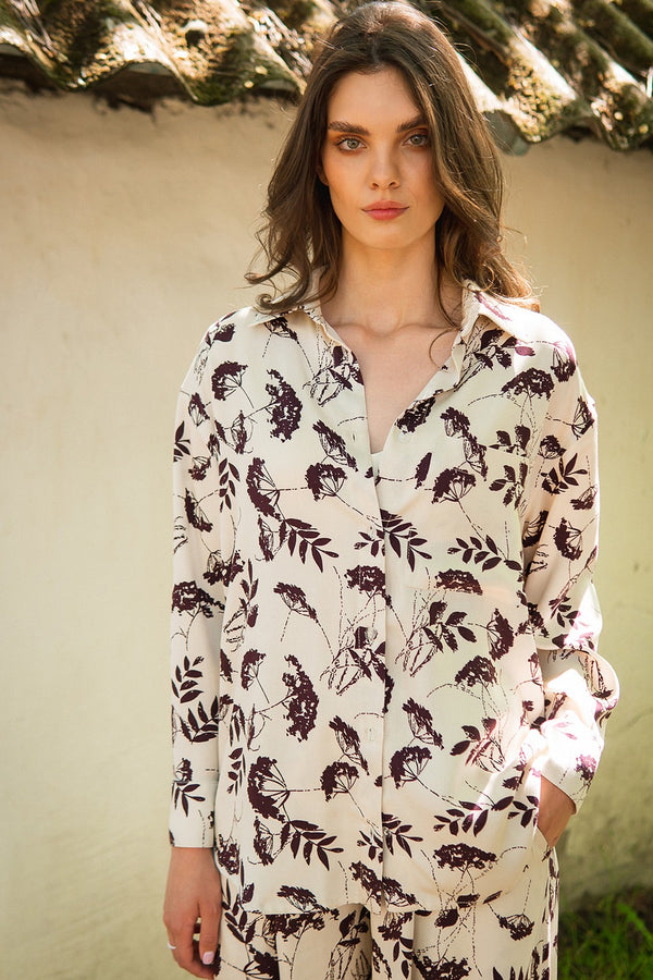 Сорочка з принтом із штапелю Dianne VS0059-28-60 cream
