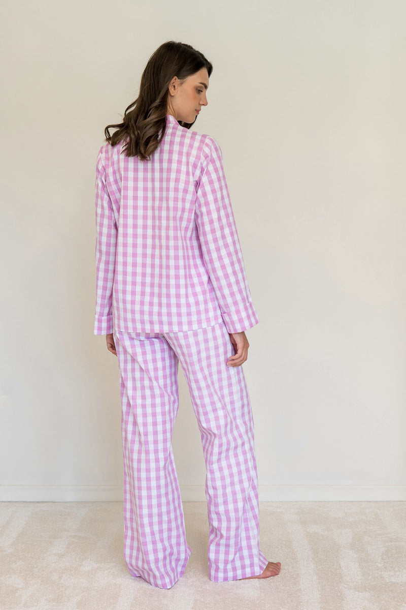 Хлопковая пижама в клетку Rose Plaid HL0073-32-69 rose