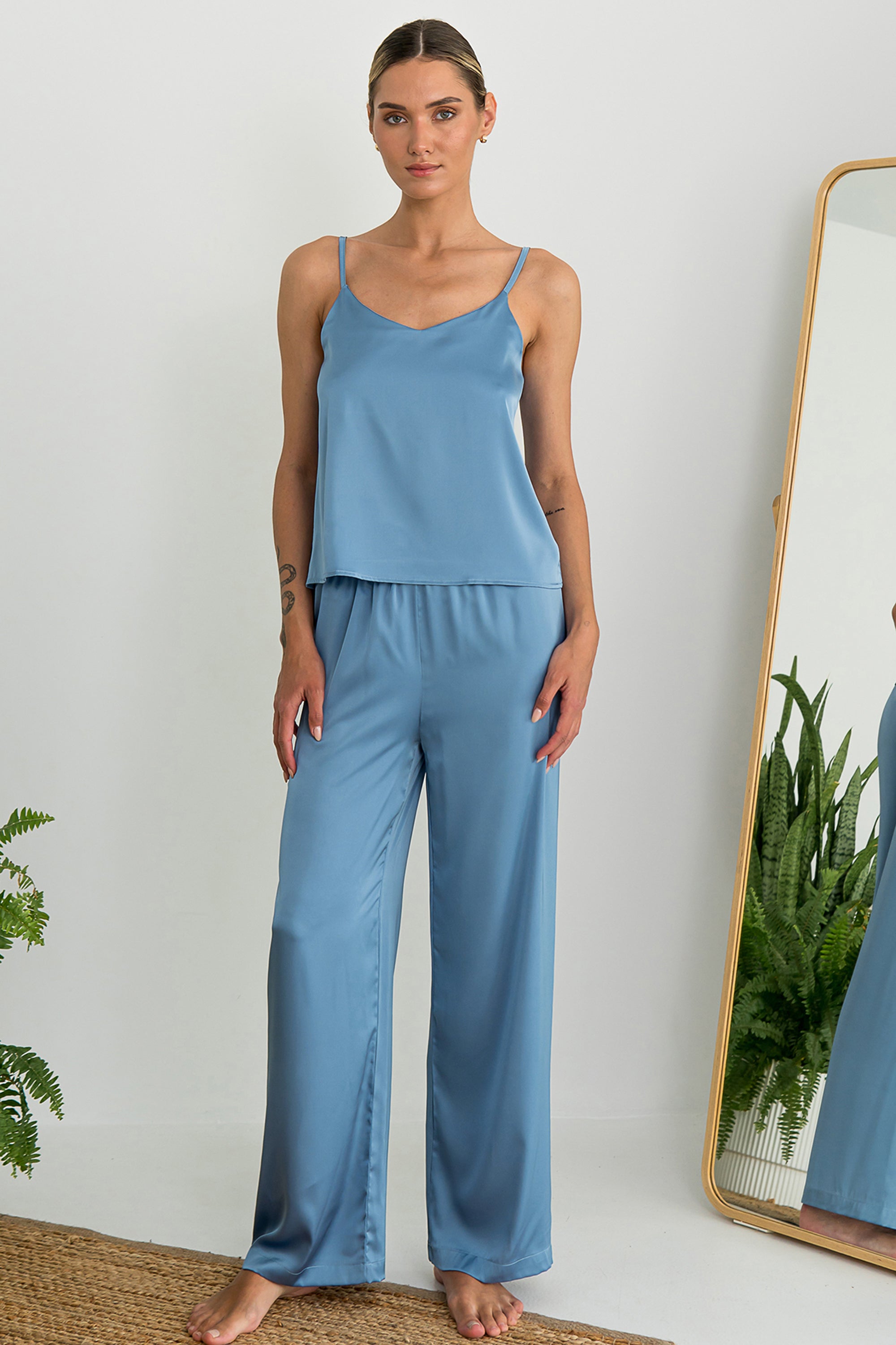 Шелковый комплект для дома с брюками Jeans SH0048-06-79