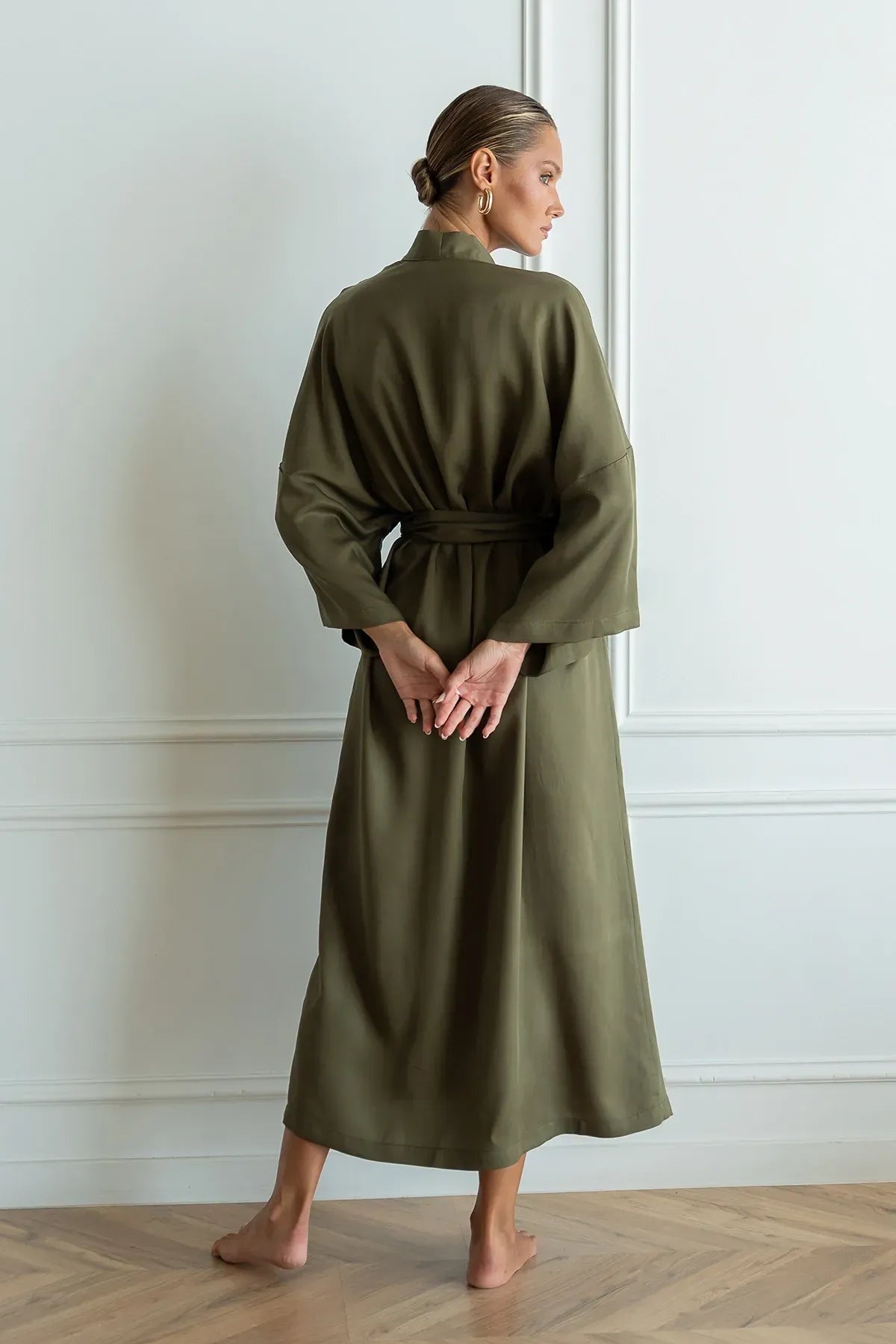 Шовковий халат-кімоно Khaki SL0035-15-04 Forly