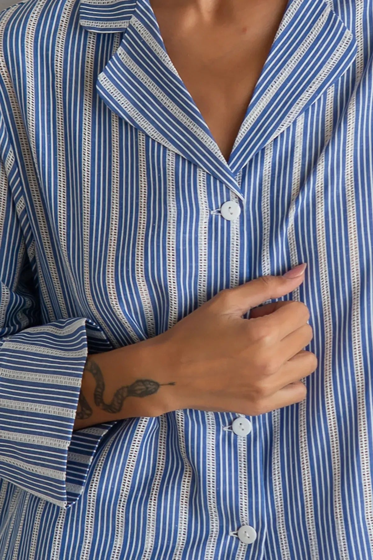 Хлопковая пижама в полоску Lake Lace HL0073-75-69