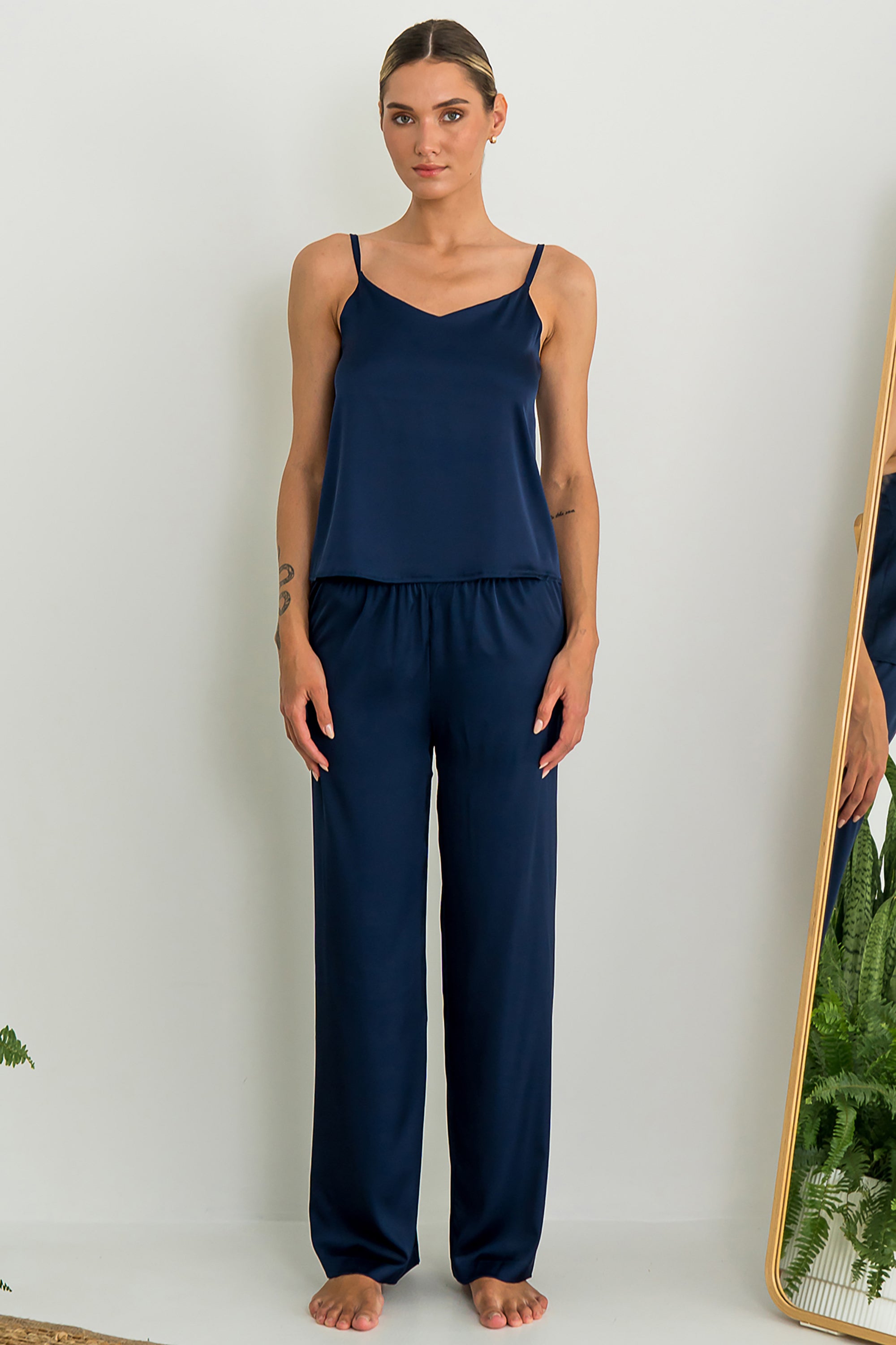 Шовковий комплект для дому зі штанами Lake SH0048-14-79