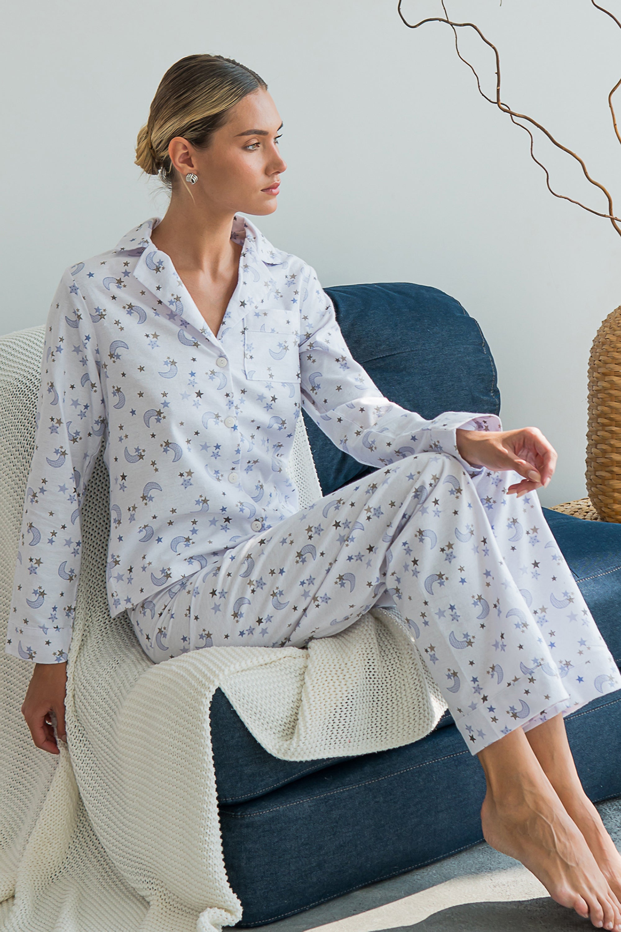 Фланелевая пижама Moon FL0057-24-69 white