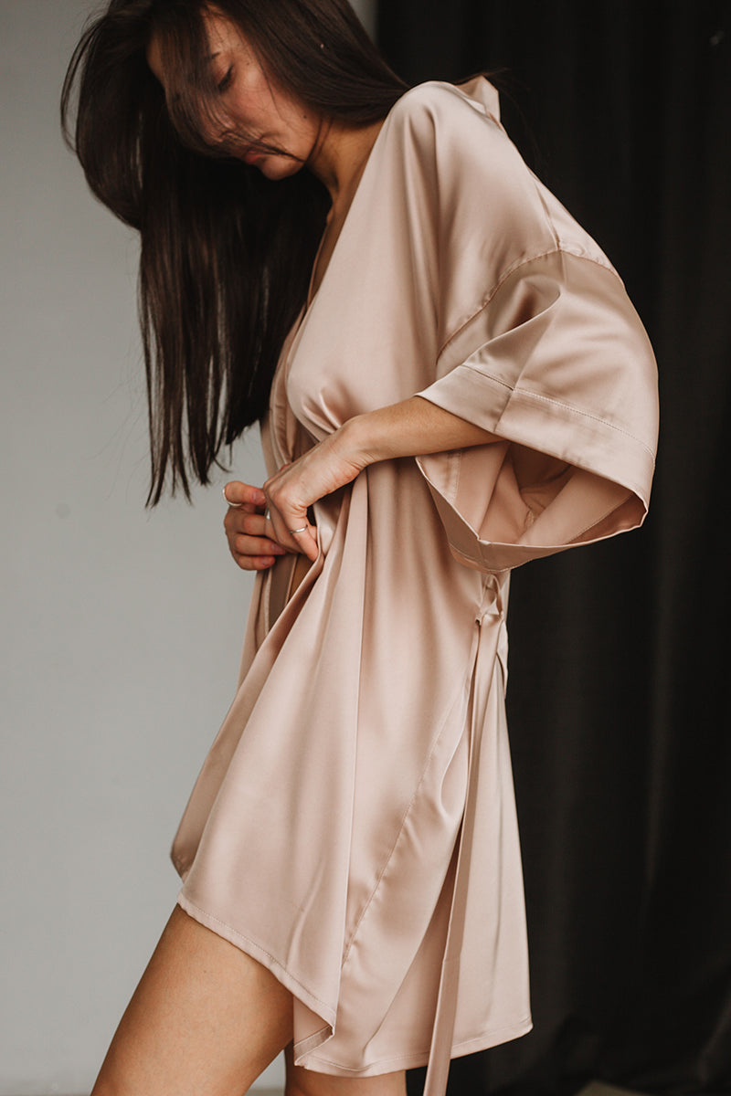 Шелковый халат-кимоно с поясом Nude SH0006-01-04