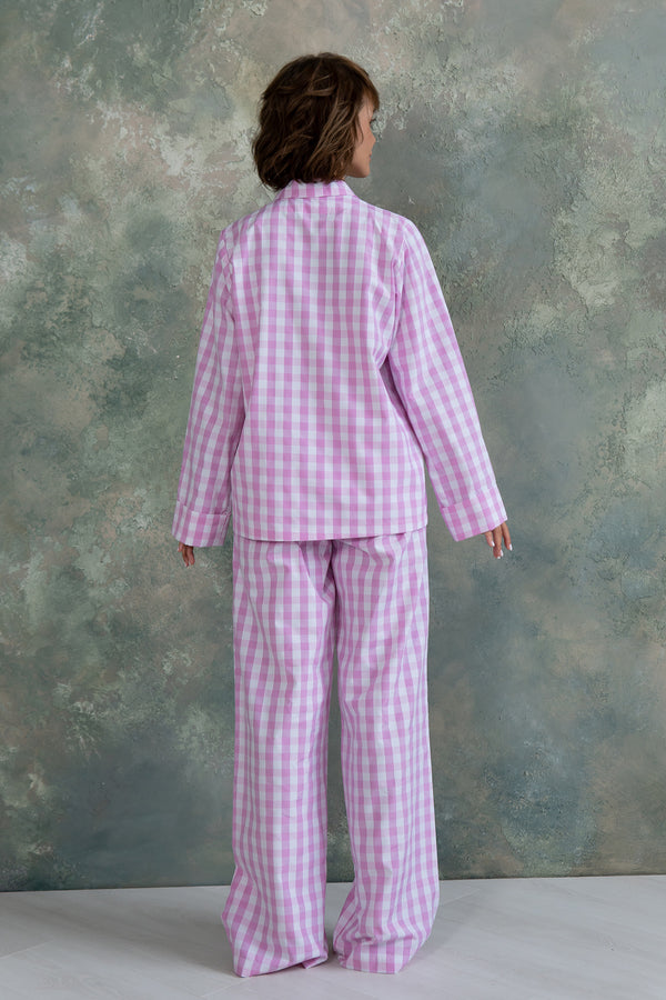 Хлопковая пижама в клетку Rose Plaid HL0073-32-69 rose