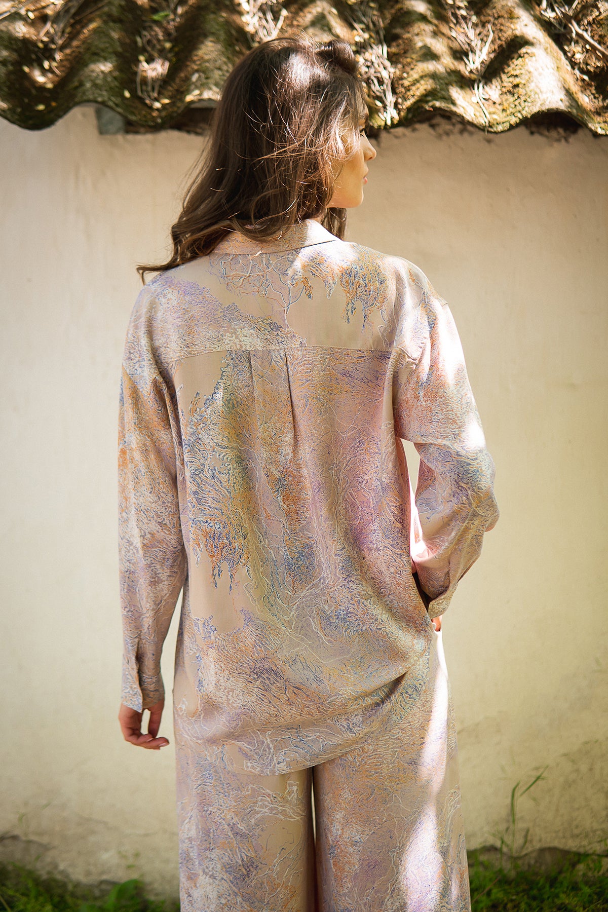 Рубашка с принтом из штапеля Veronique VS0059-27-09 beige