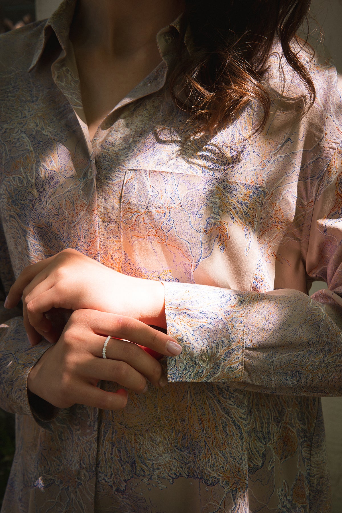 Рубашка с принтом из штапеля Veronique VS0059-27-09 beige