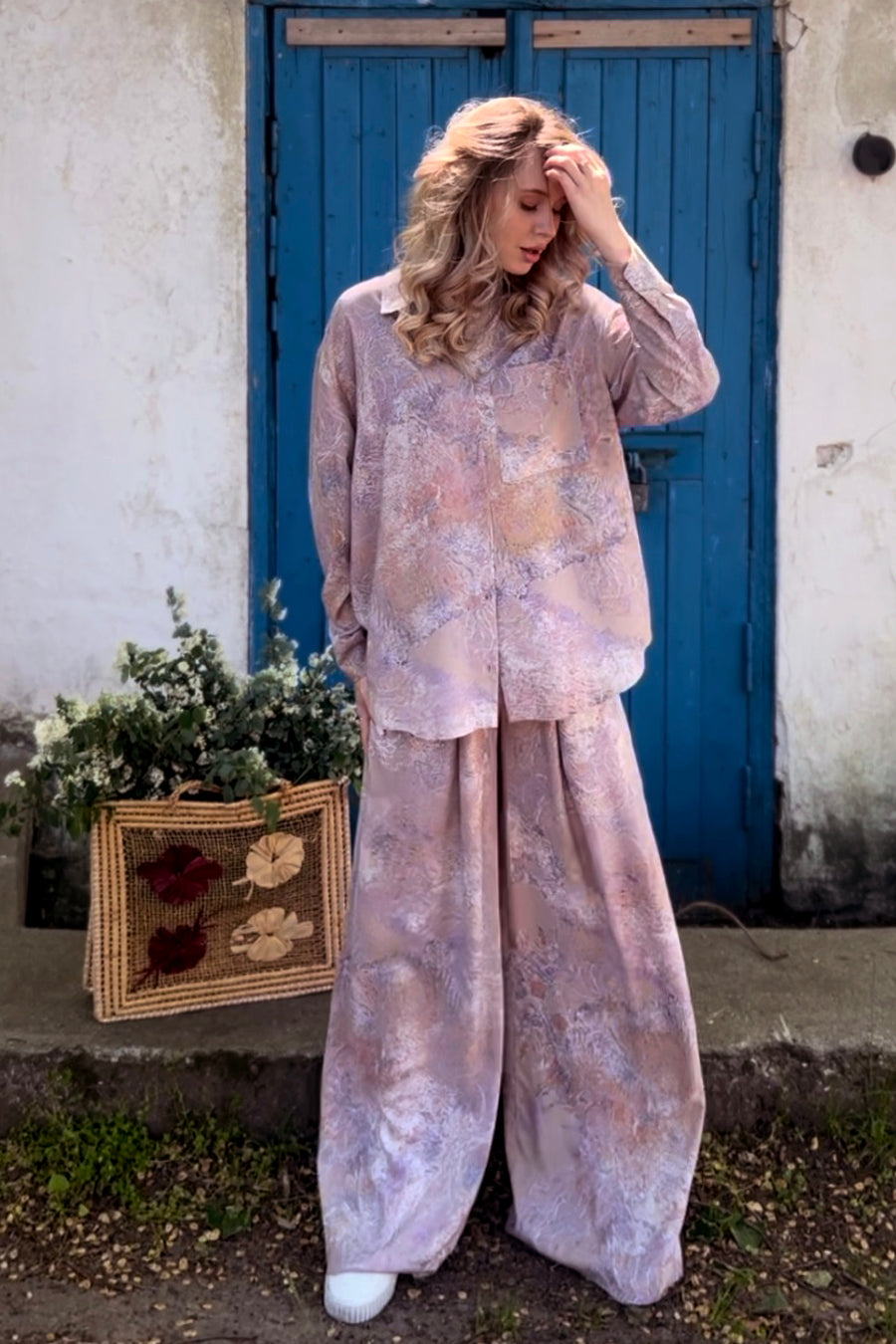 Брюки с защипами из штапеля Veronique VS0072-27-09 beige