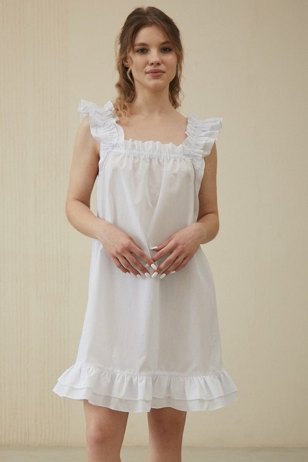 Хлопковая сорочка с воланами Virginie HL0066-02-20 white