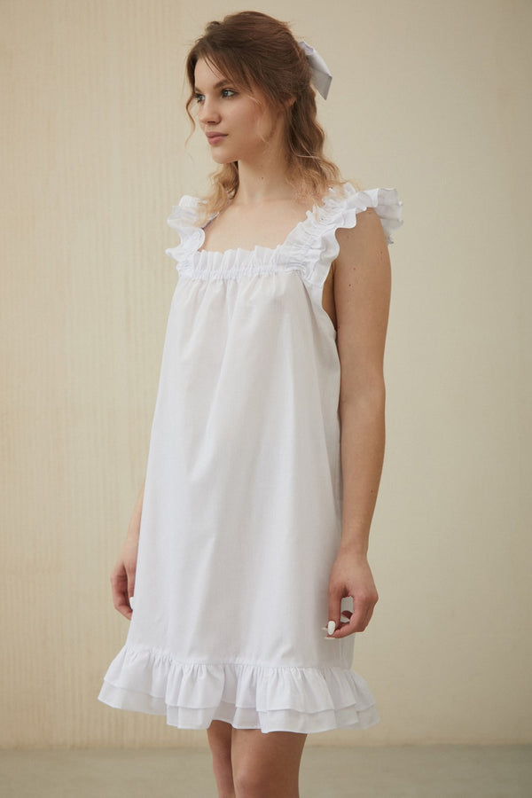 Бавовняна сорочка з воланами Virginie HL0066-02-20 white