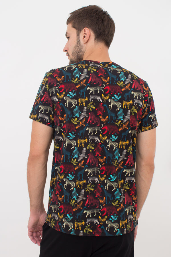 Мужская хлопковая футболка Adam print 49/409/010 UP-00000068 black/animal