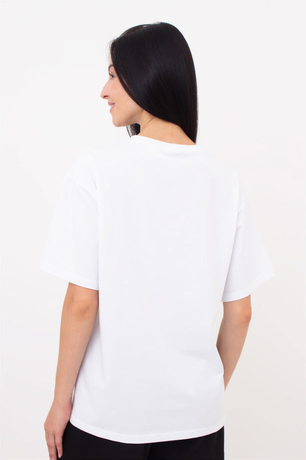 Хлопковая футболка оверсайз Basic Neck 4816/010 UP-00002626 white