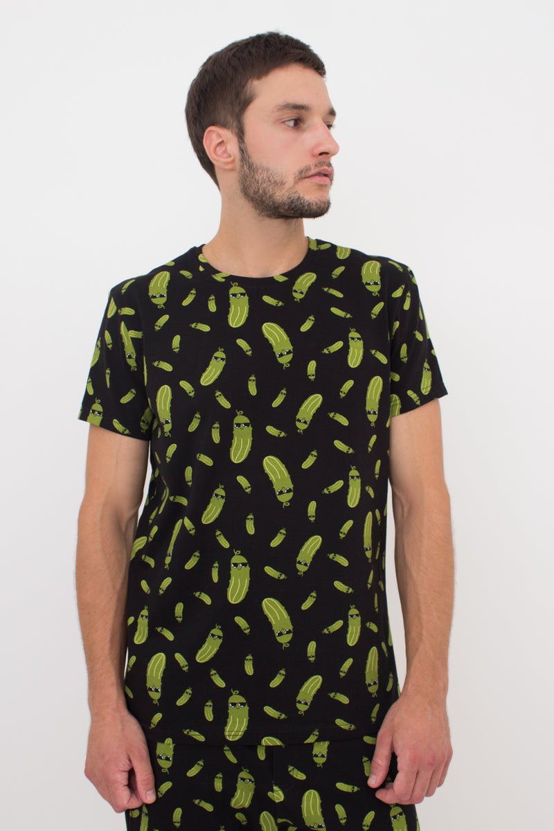 Мужская хлопковая футболка Country print 4601/010 UP-00002421 black/cucumbers