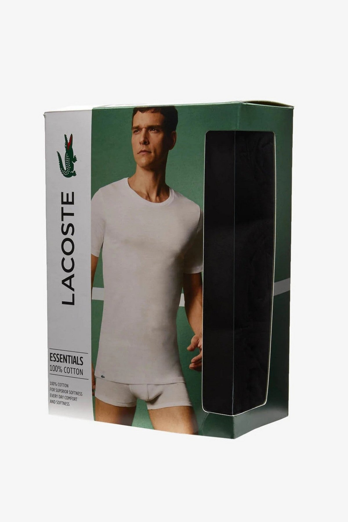 Бавовняна чоловіча футболка 152996268 (3 шт.) black Lacoste коробка