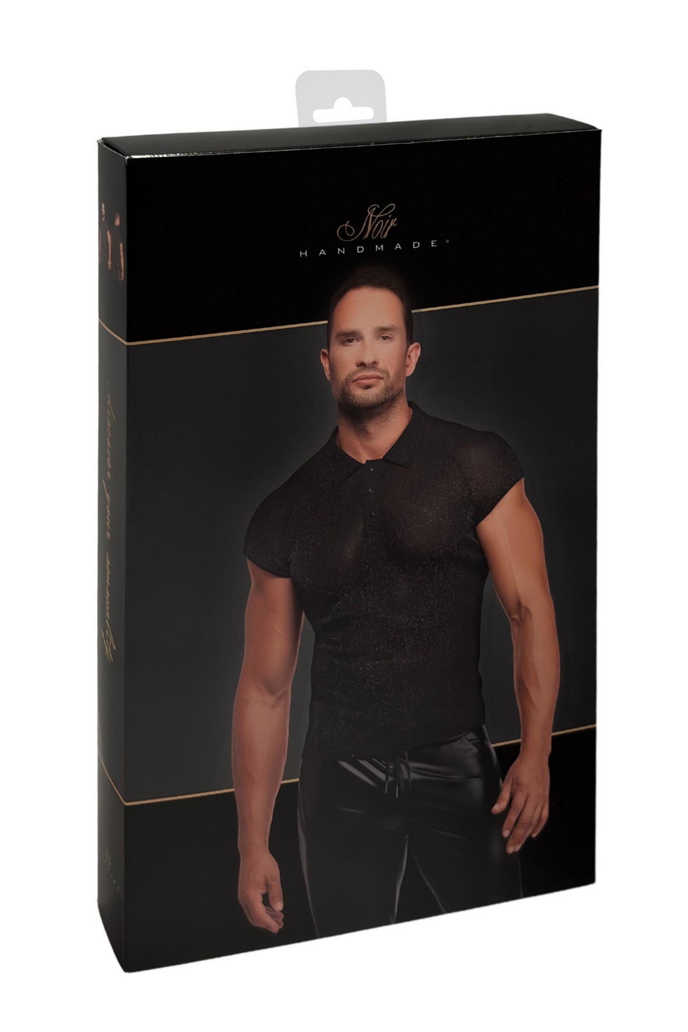 Футболка чоловіча з мікросітки H082 Onyx veil polo Noir Handmade