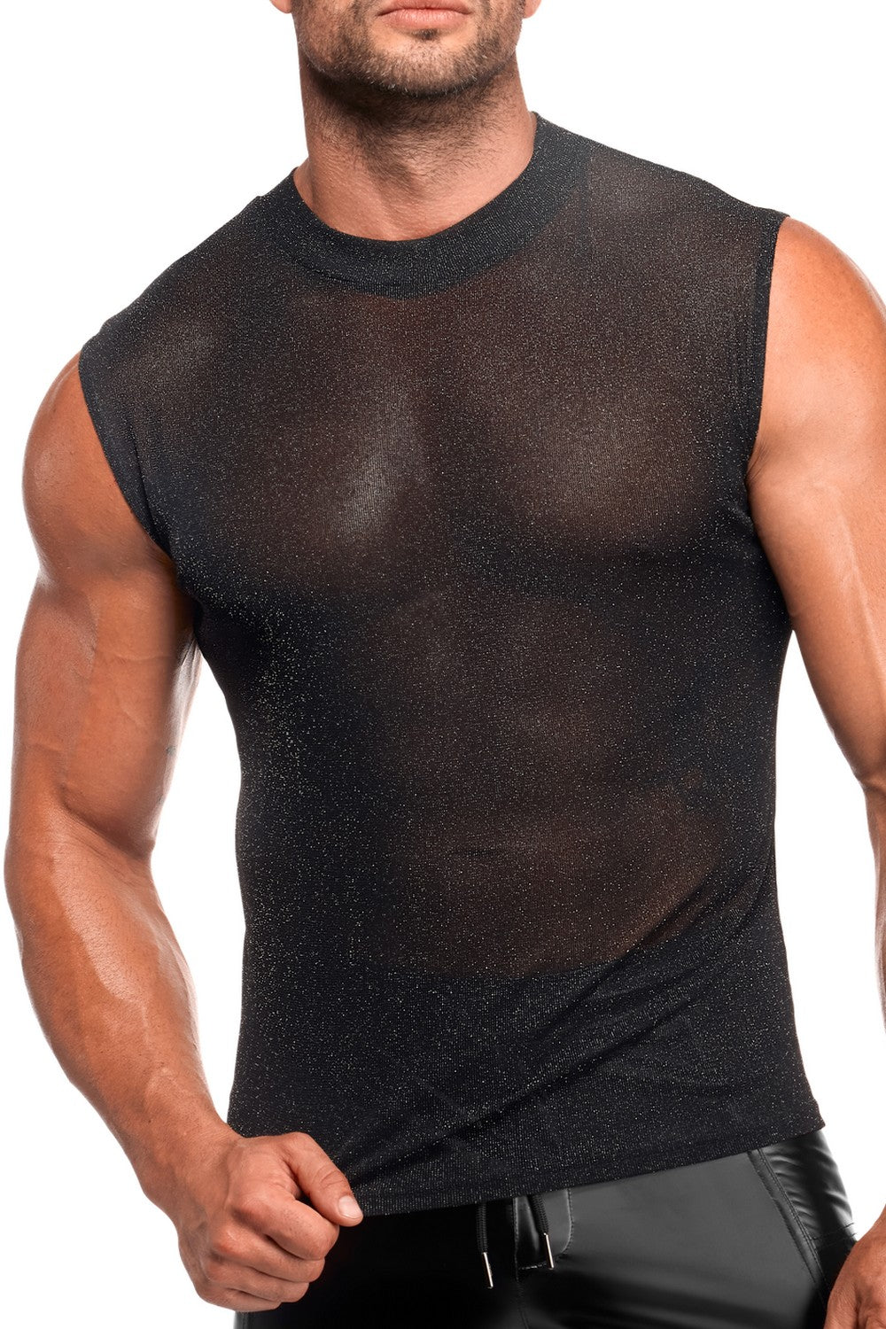 Чоловіча футболка з мікросітки H083 Onyx Noir Handmade тканина
