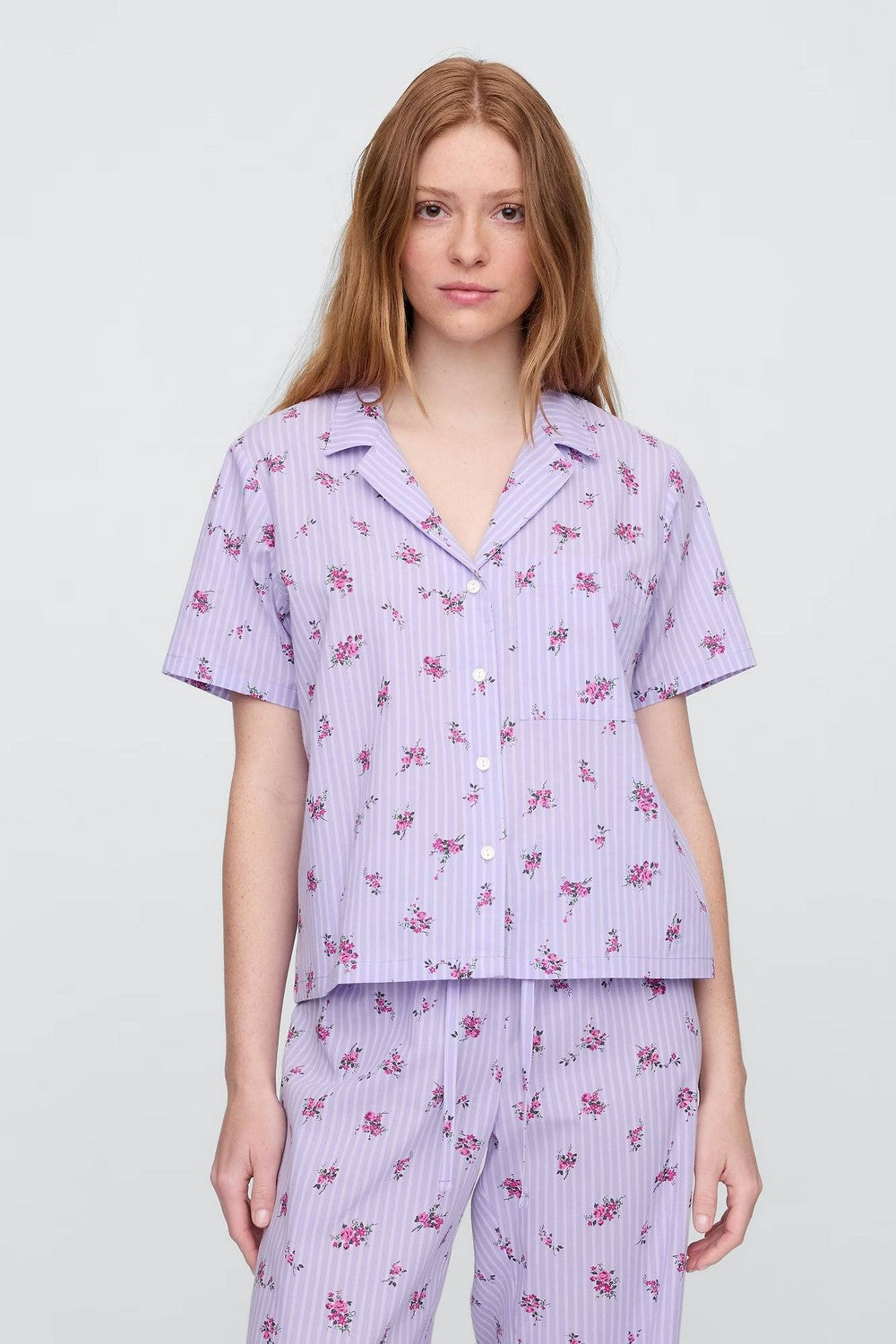 Хлопковая пижама с принтом 64836850 lilac