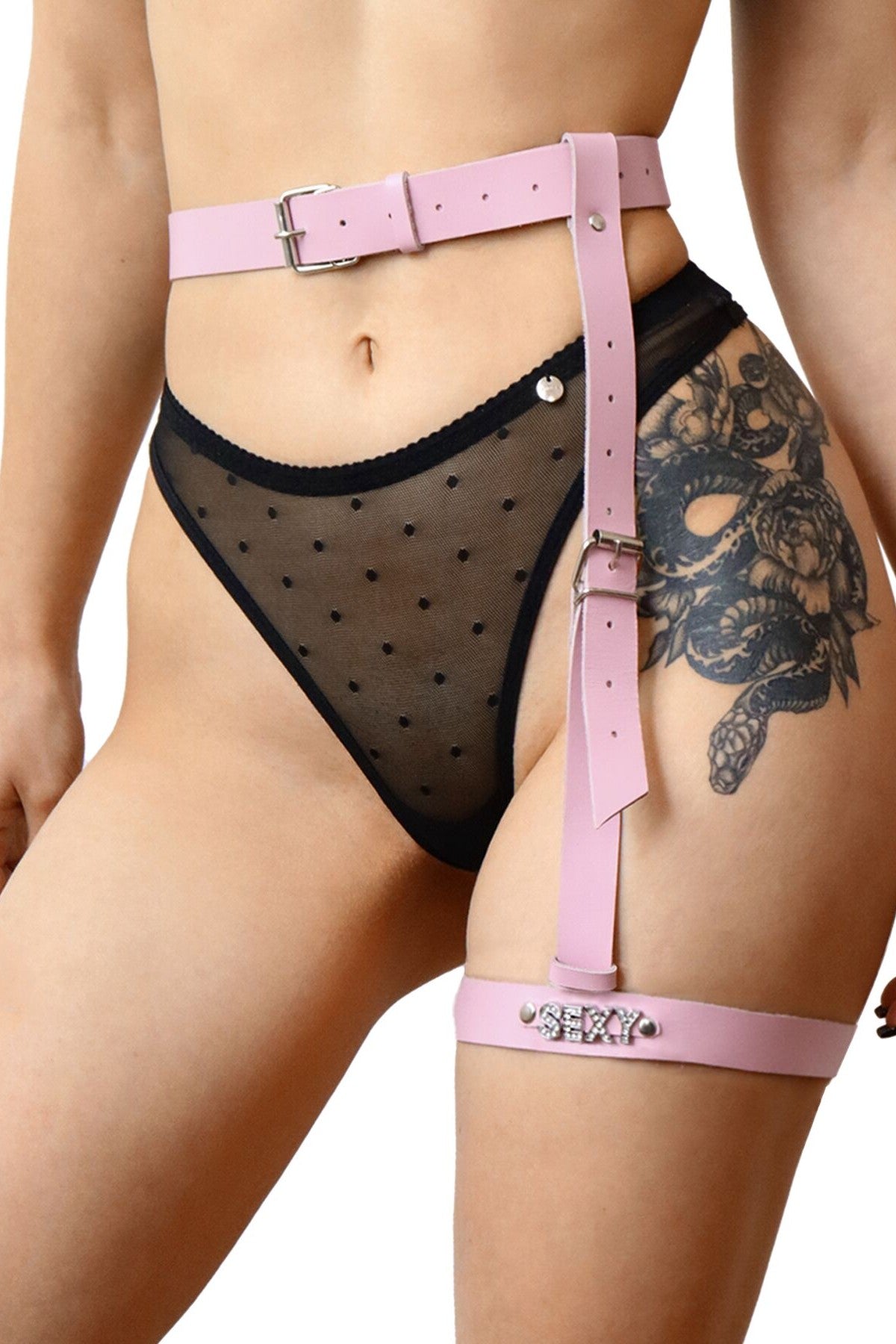 Кожаный гартер с поясом Naomi rose