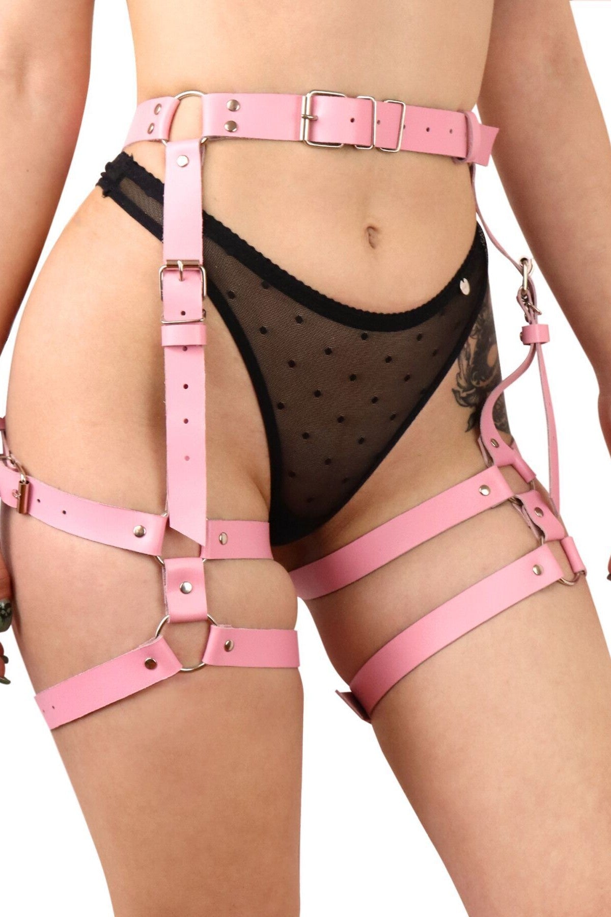 Кожаные гартеры с поясом Claire rose