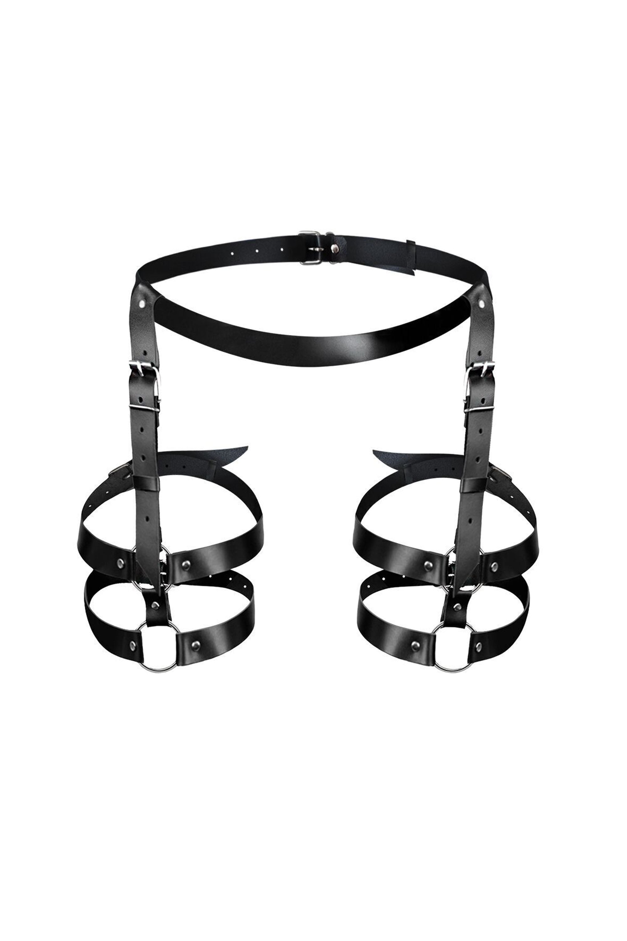 Кожаные гартеры с поясом Melani Leather garters black