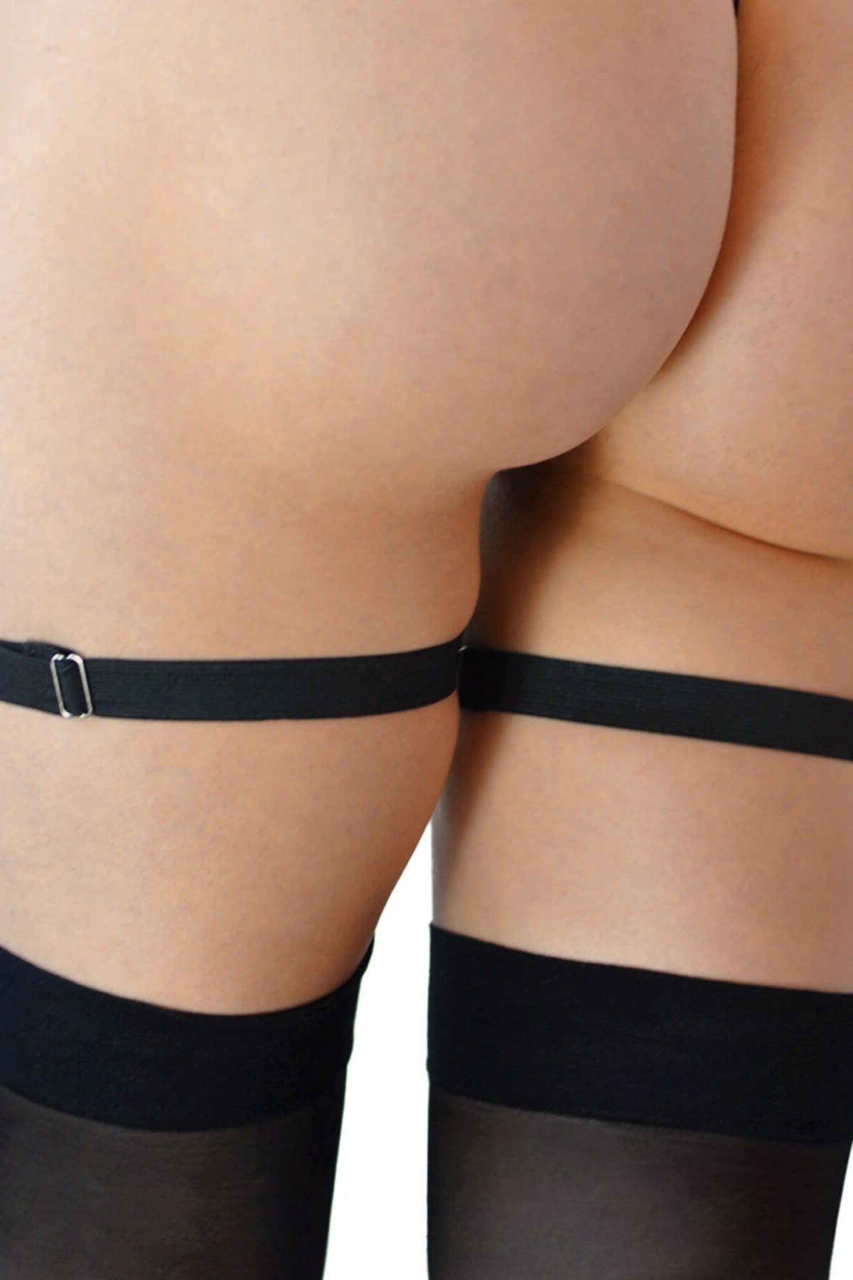 Кожаные гартеры для чулок Paula black (2 шт.)