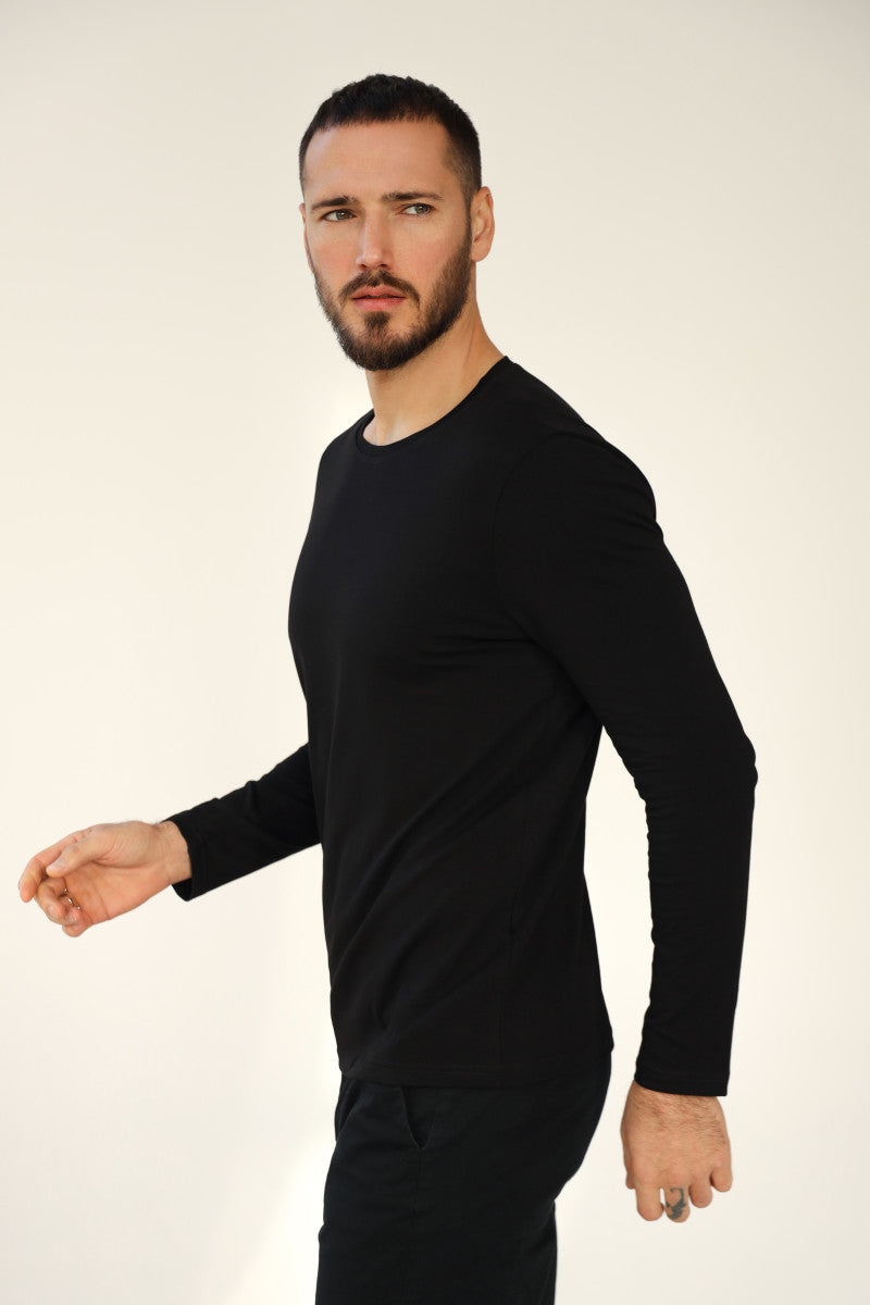 Чоловічий лонгслів з бавовни 23115 black