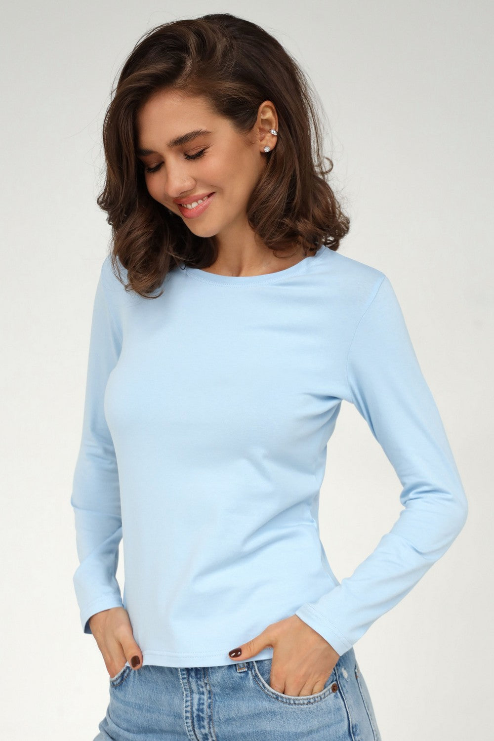 Бавовняний лонгслів 23130 blue