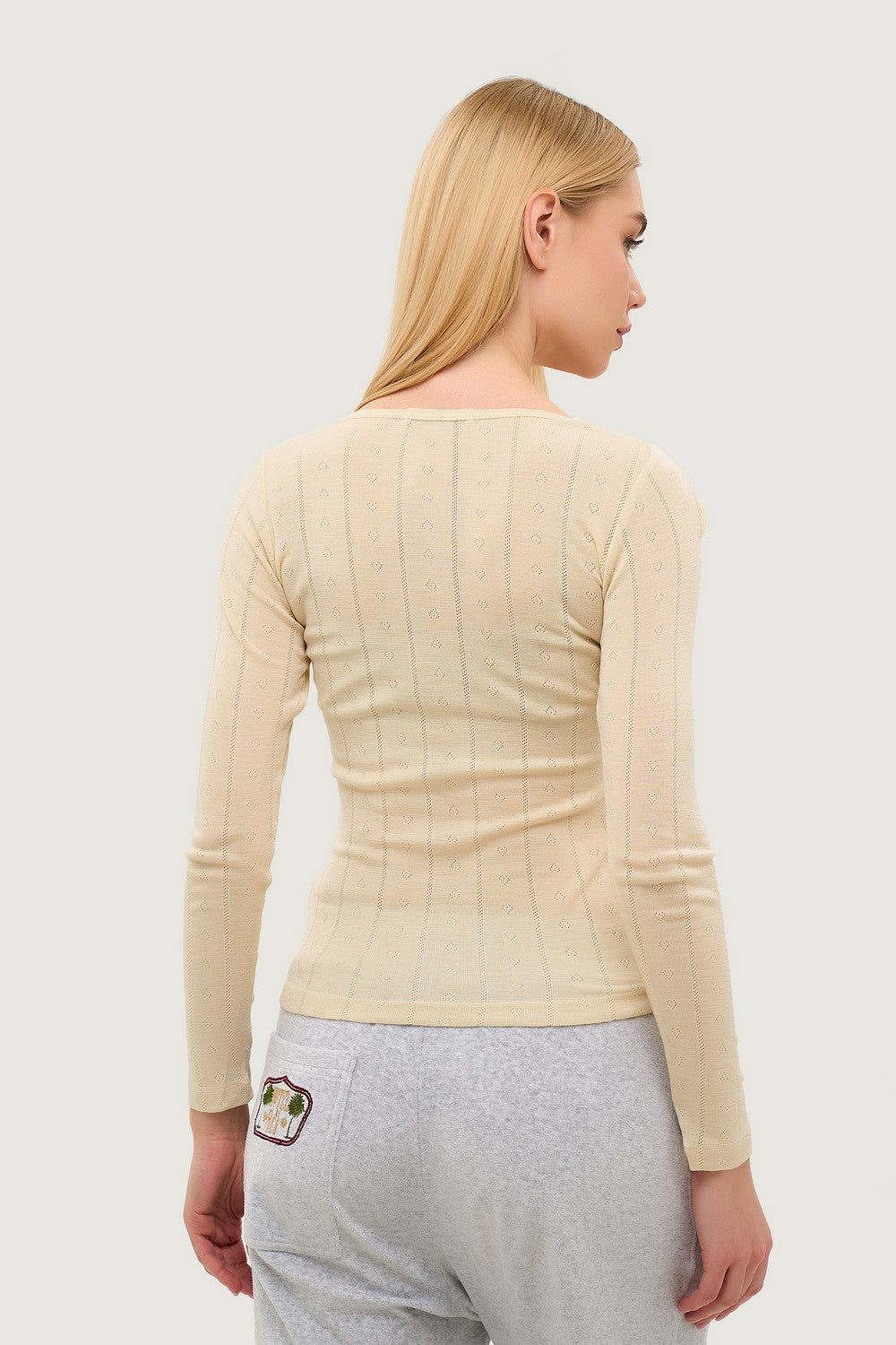 Шерстяной ажурный лонгслив 23182 milk