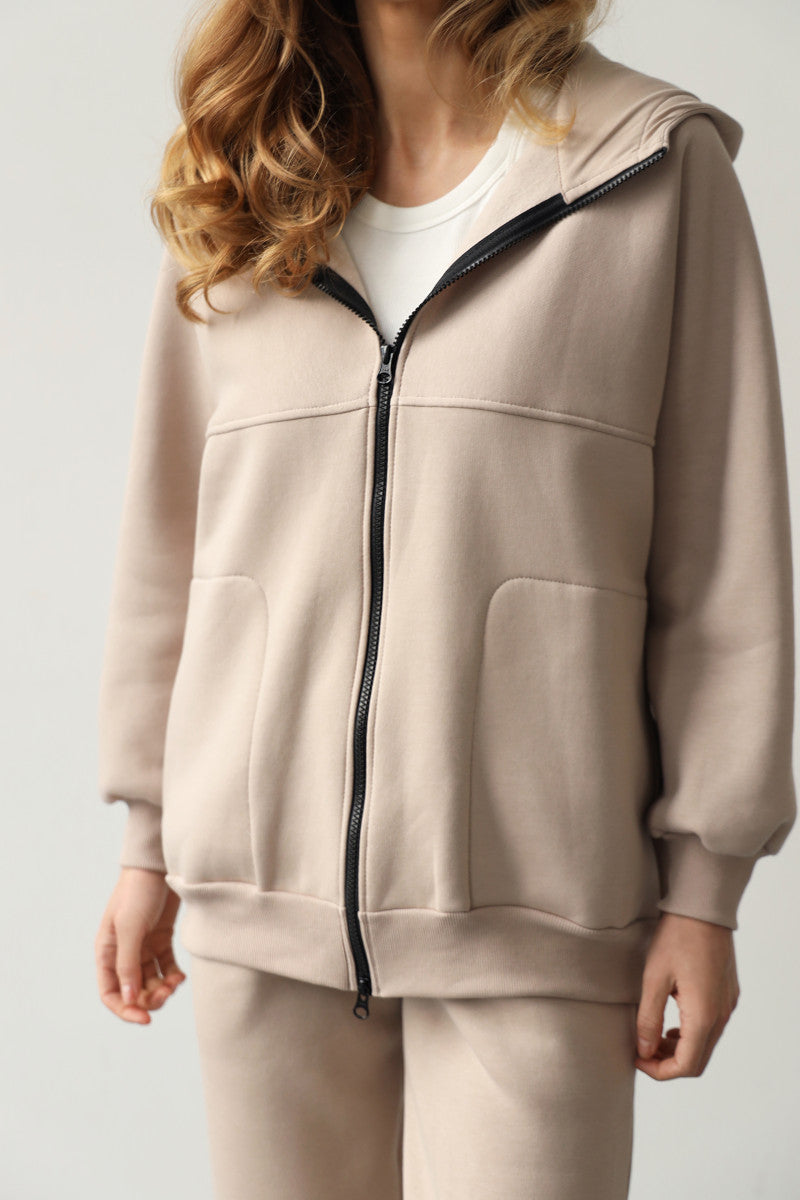 Утепленный хлопковый костюм 24019 beige