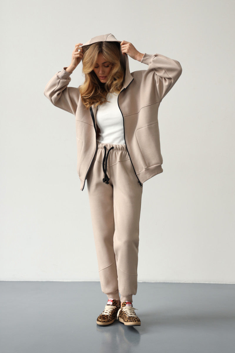 Утепленный хлопковый костюм 24019 beige