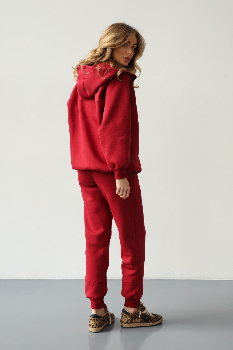 Утепленный хлопковый костюм 24020 burgundy