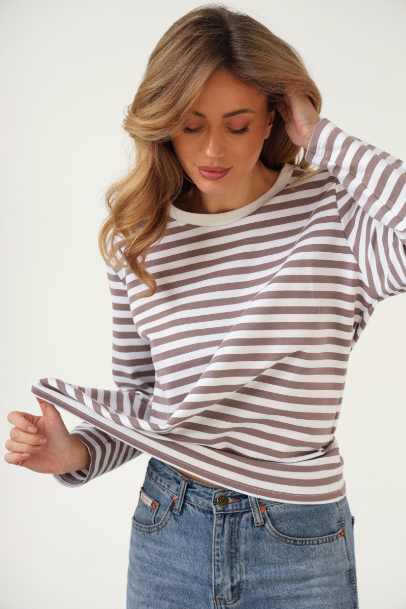 Хлопковый свитшот в полоску 24023