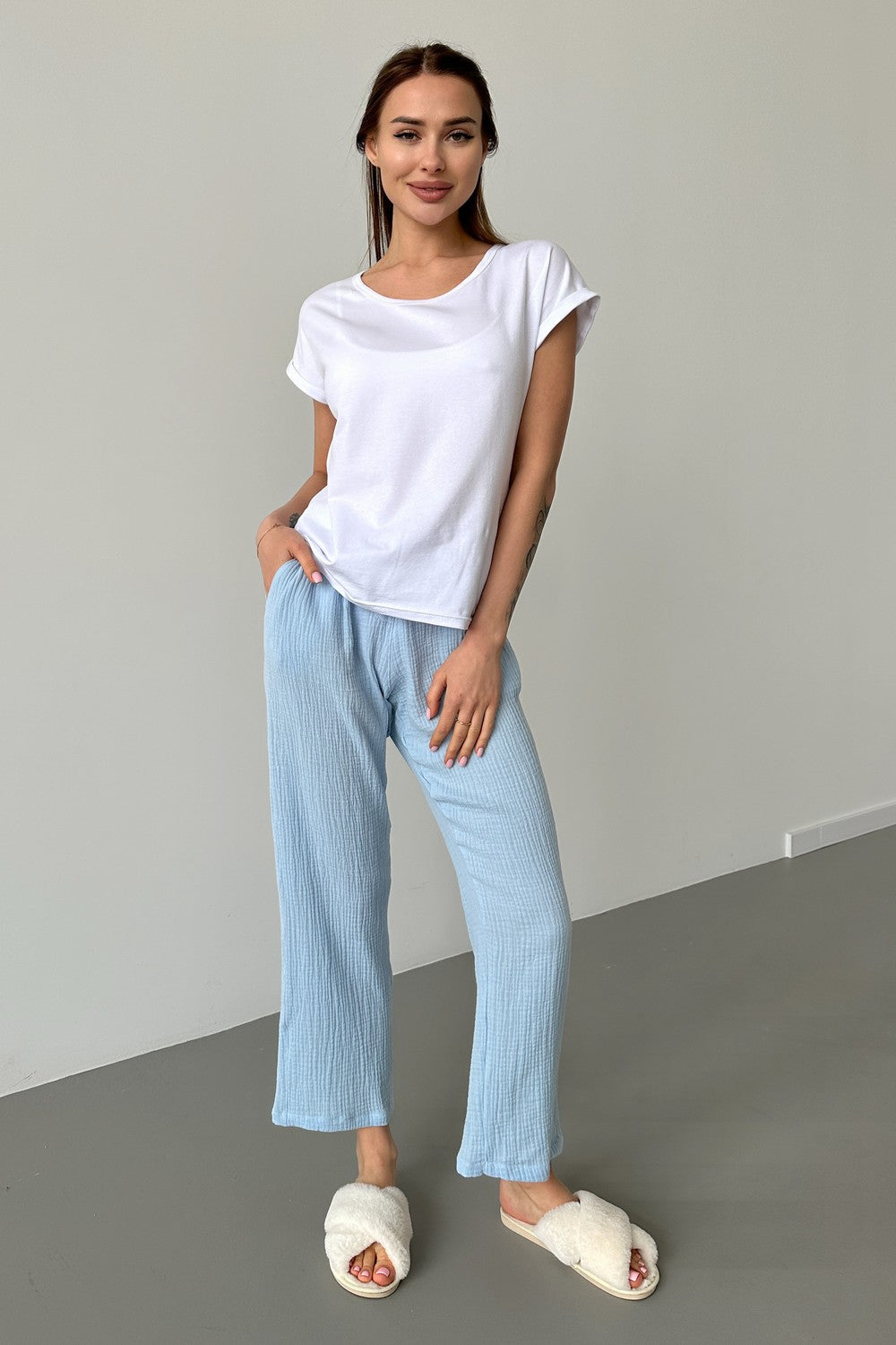 Пижамный комплект с брюками 24035 blue