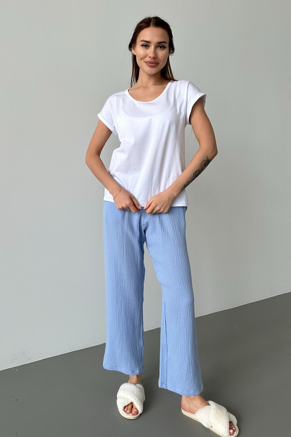 Пижамный комплект с брюками 24036 cornflower