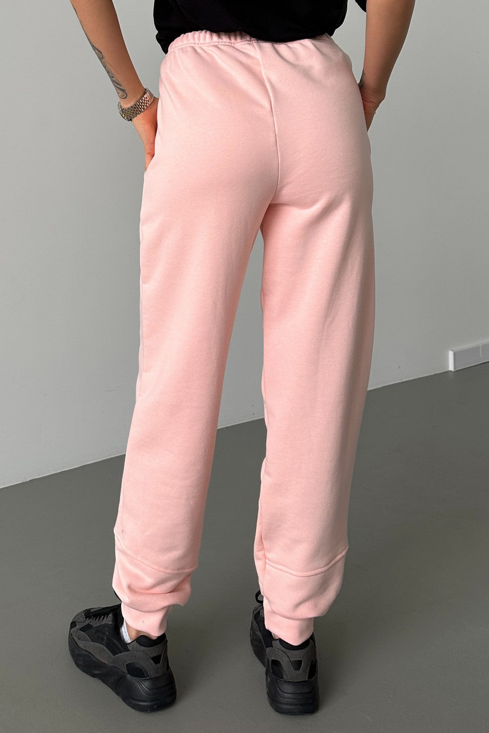 Трикотажні джогери з кокеткою 24056 peach