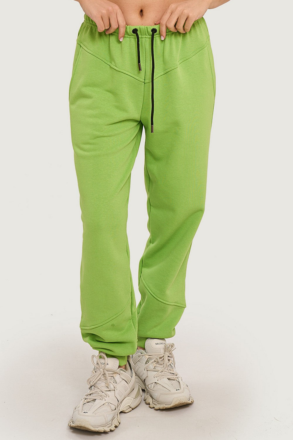 Трикотажные джоггеры с кокеткой 24057 light green