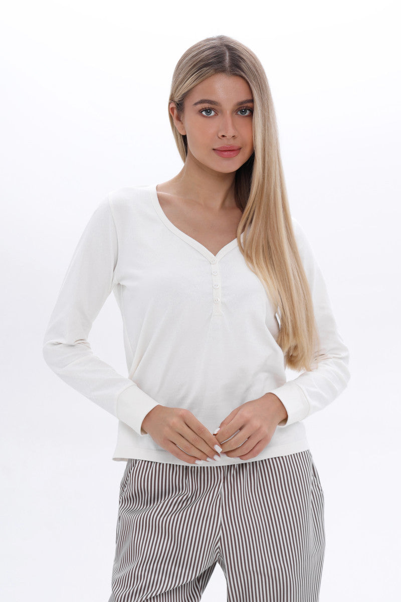 Хлопковый лонгслив с пуговицами 24159 white